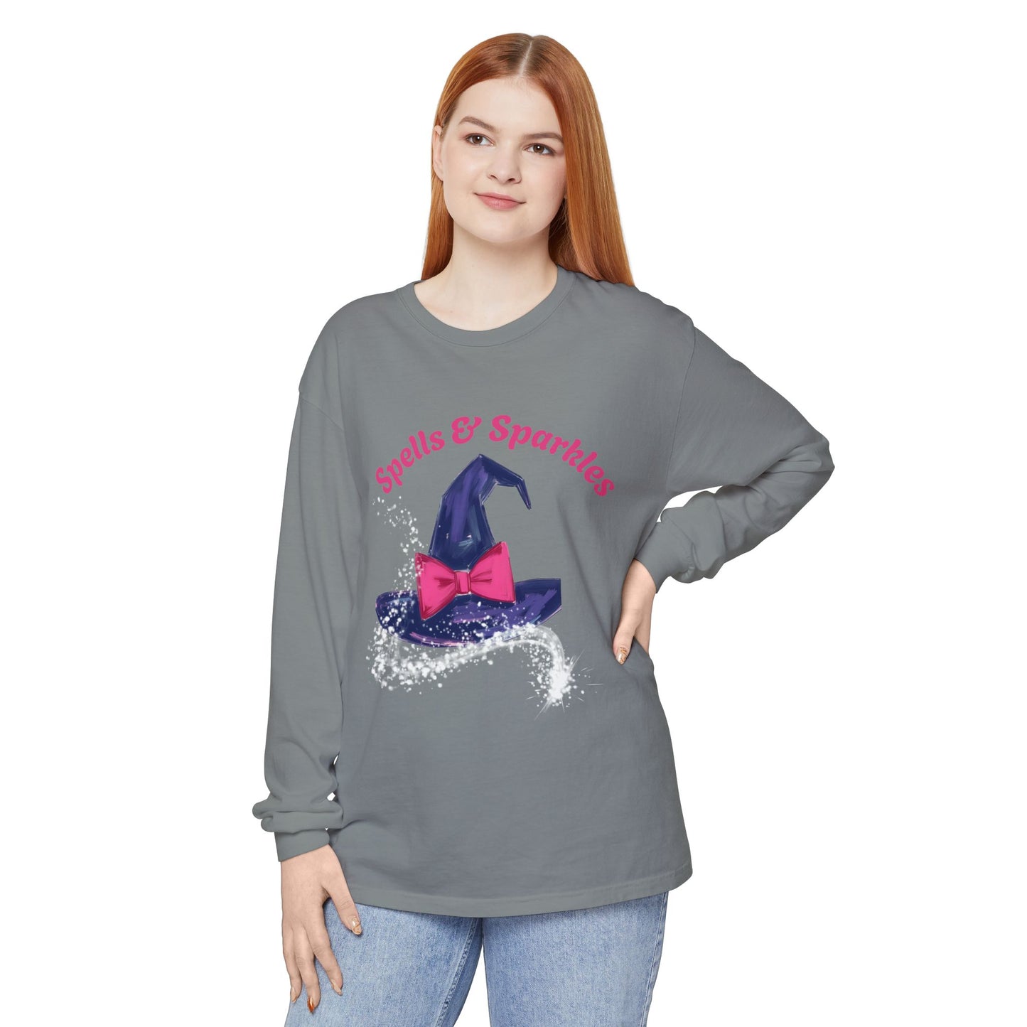 Spooky Charm Long Sleeve Tee, Halloween Shirt, Witchy T-Shirt, Magic Apparel, Fun Gift Idea for Fall Celebrations