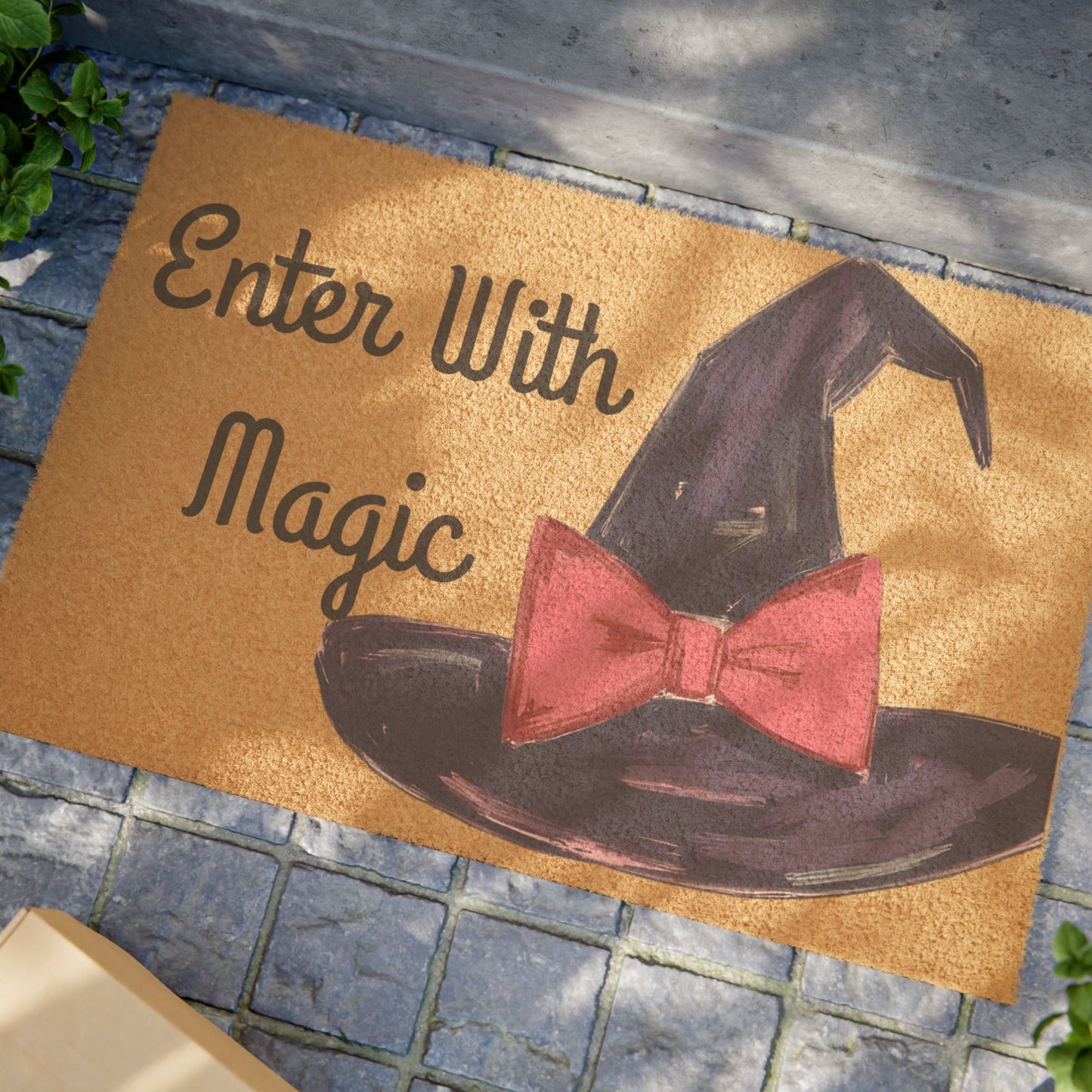 Whimsical Witch Doormat - Enter With Magic, Halloween Decor, Seasonal Entrance Mat, Home Welcome Mat, Spooky Vibes for Autumn