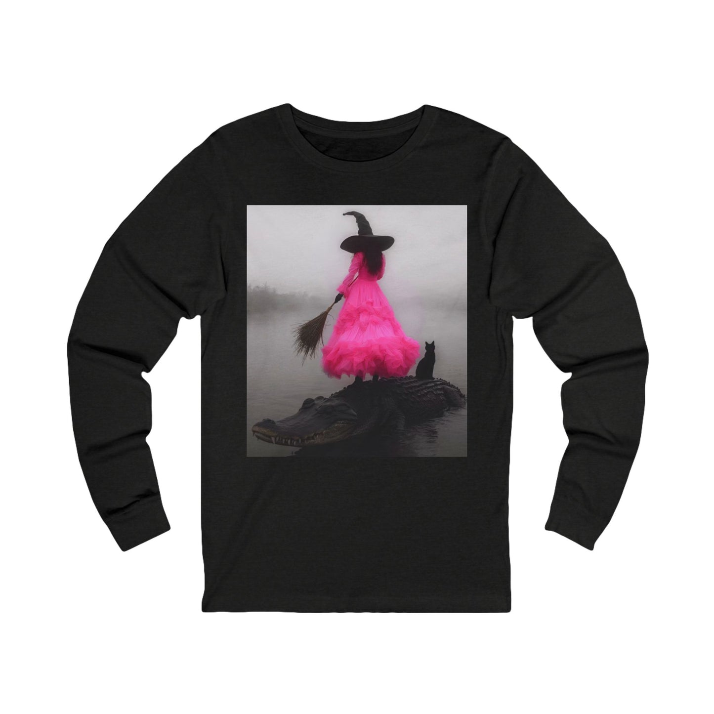 Whimsical Witch Long Sleeve Tee - Perfect for Halloween and Cozy Fall Days