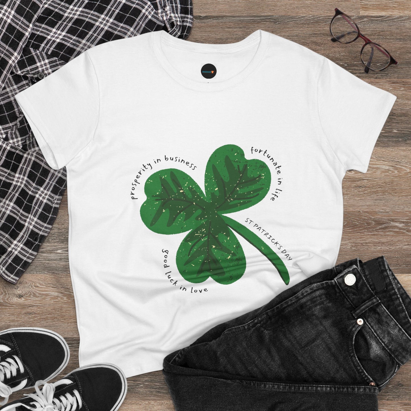 St. Patrick's Day Women's Lucky Clover Tee - Good Luck in Love & Business