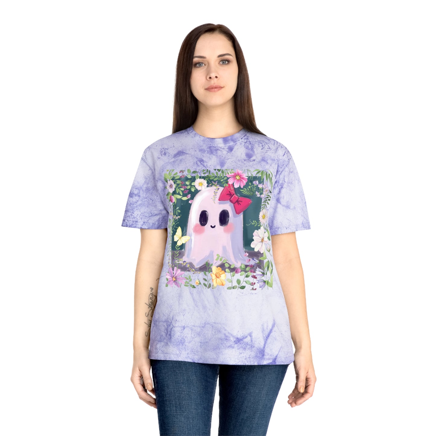 Cute Ghost Graphic T-Shirt, Unisex Color Blast Tee, Fun Ghost Shirt, Autumn Outfit, Gifts for Halloween, Festival Wear, Cute Summer Tee