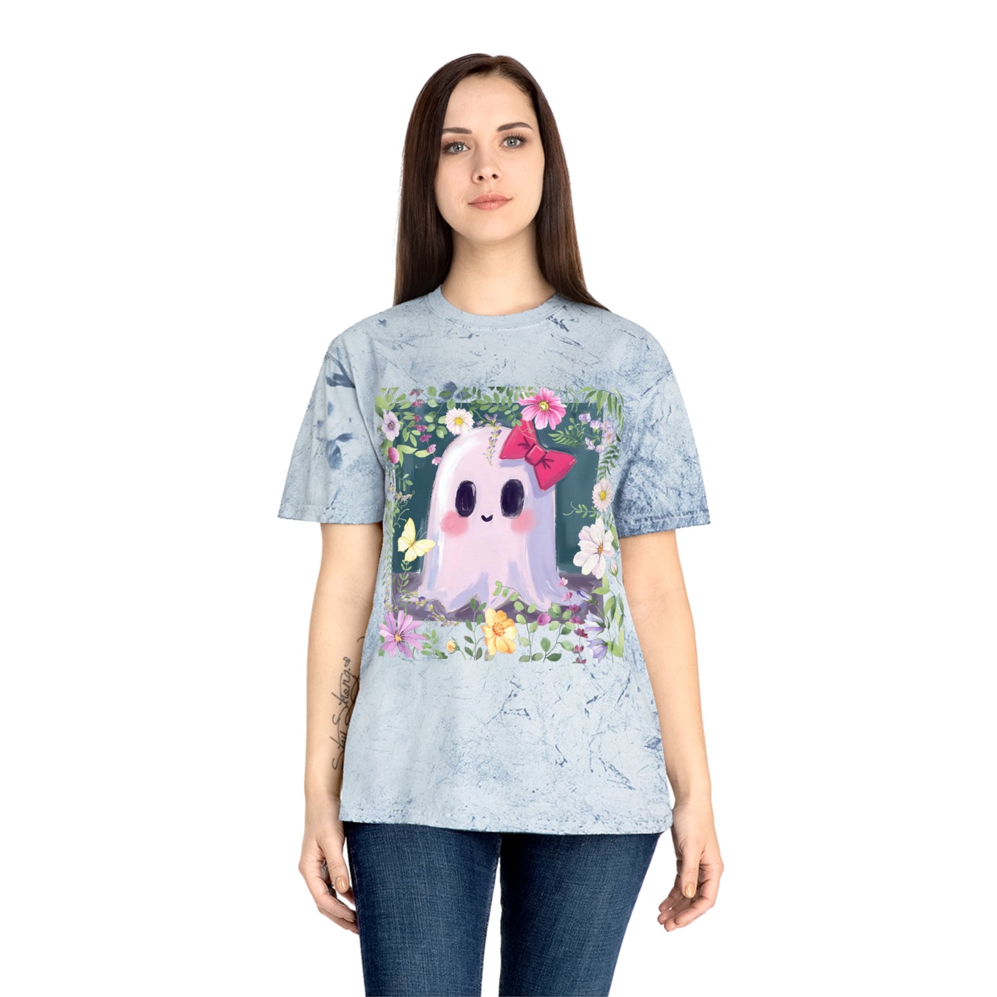 Cute Ghost Graphic T-Shirt, Unisex Color Blast Tee, Fun Ghost Shirt, Autumn Outfit, Gifts for Halloween, Festival Wear, Cute Summer Tee