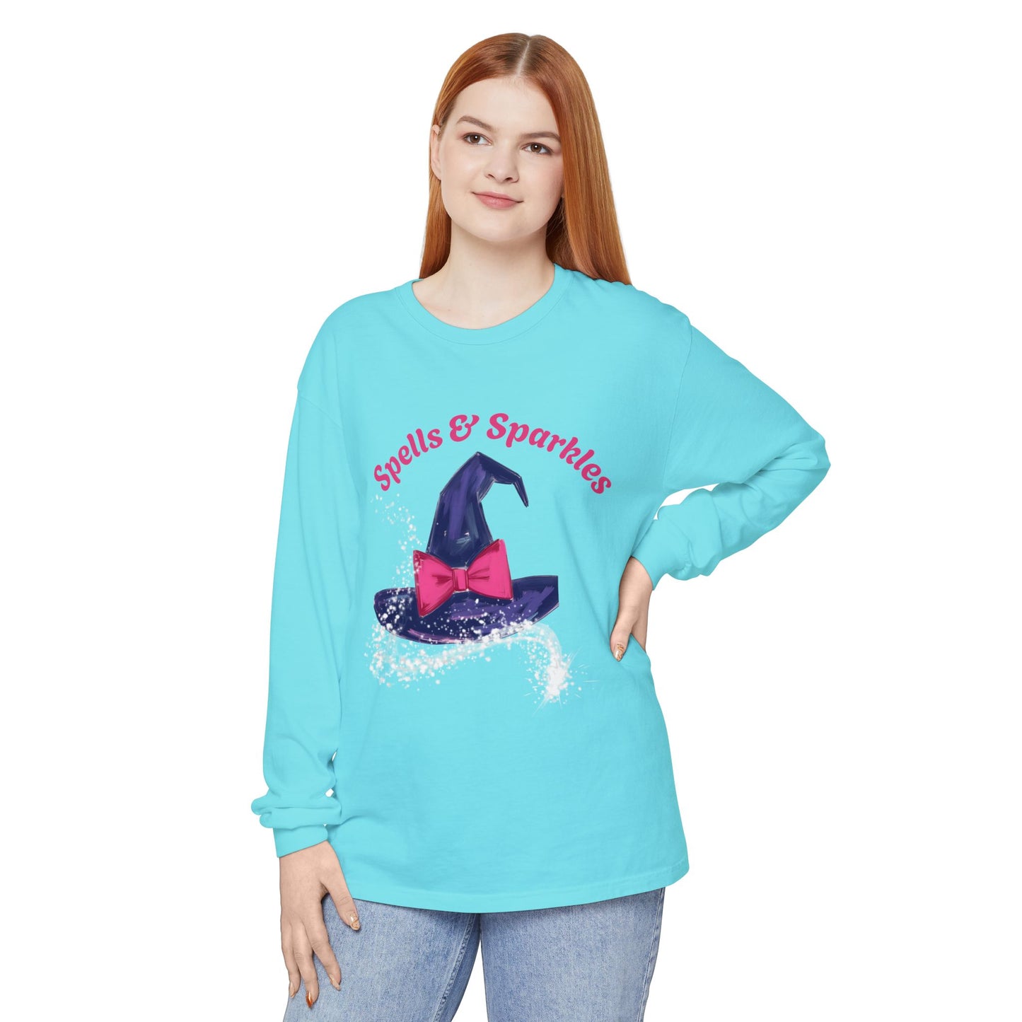 Spooky Charm Long Sleeve Tee, Halloween Shirt, Witchy T-Shirt, Magic Apparel, Fun Gift Idea for Fall Celebrations