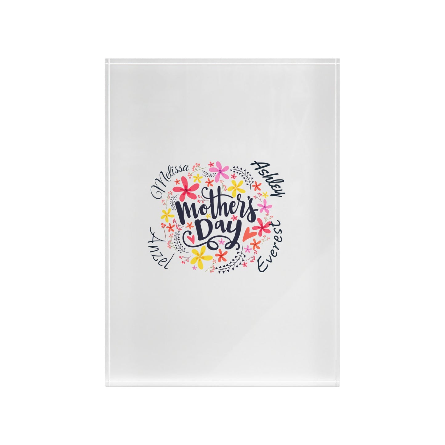 Custom Mother’s Day Photo Block - Personalized Floral Keepsake