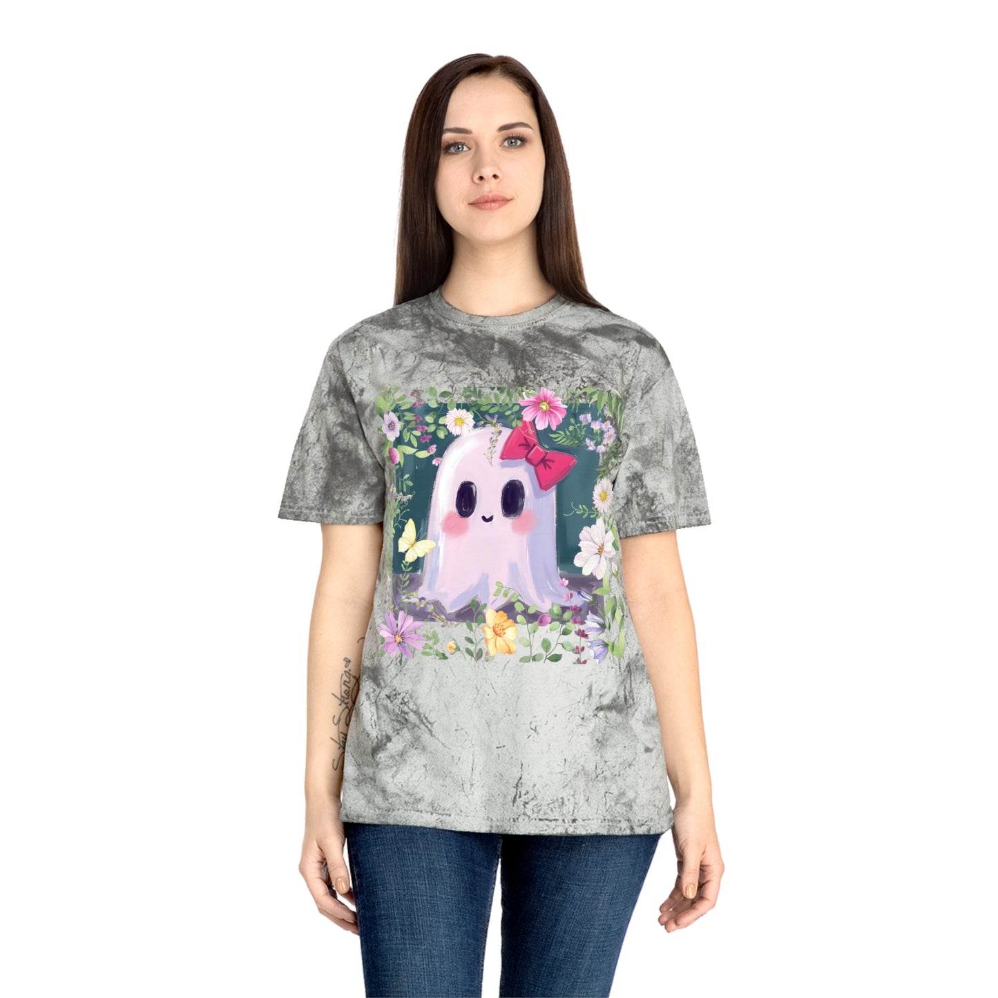 Cute Ghost Graphic T-Shirt, Unisex Color Blast Tee, Fun Ghost Shirt, Autumn Outfit, Gifts for Halloween, Festival Wear, Cute Summer Tee
