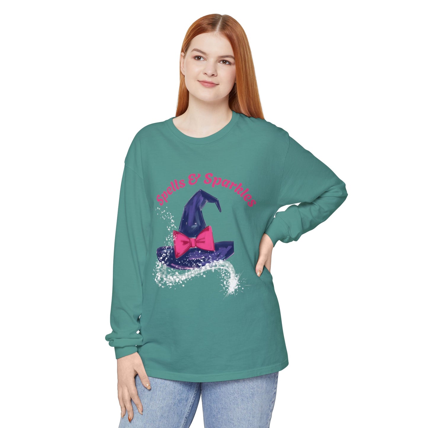 Spooky Charm Long Sleeve Tee, Halloween Shirt, Witchy T-Shirt, Magic Apparel, Fun Gift Idea for Fall Celebrations