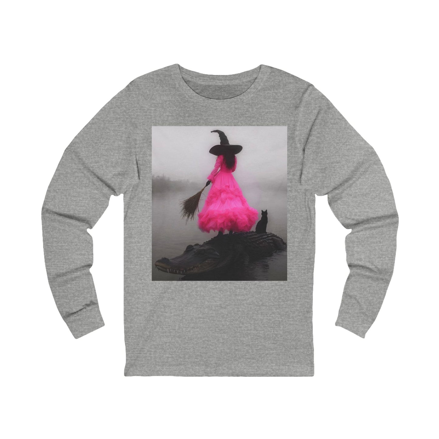Whimsical Witch Long Sleeve Tee - Perfect for Halloween and Cozy Fall Days