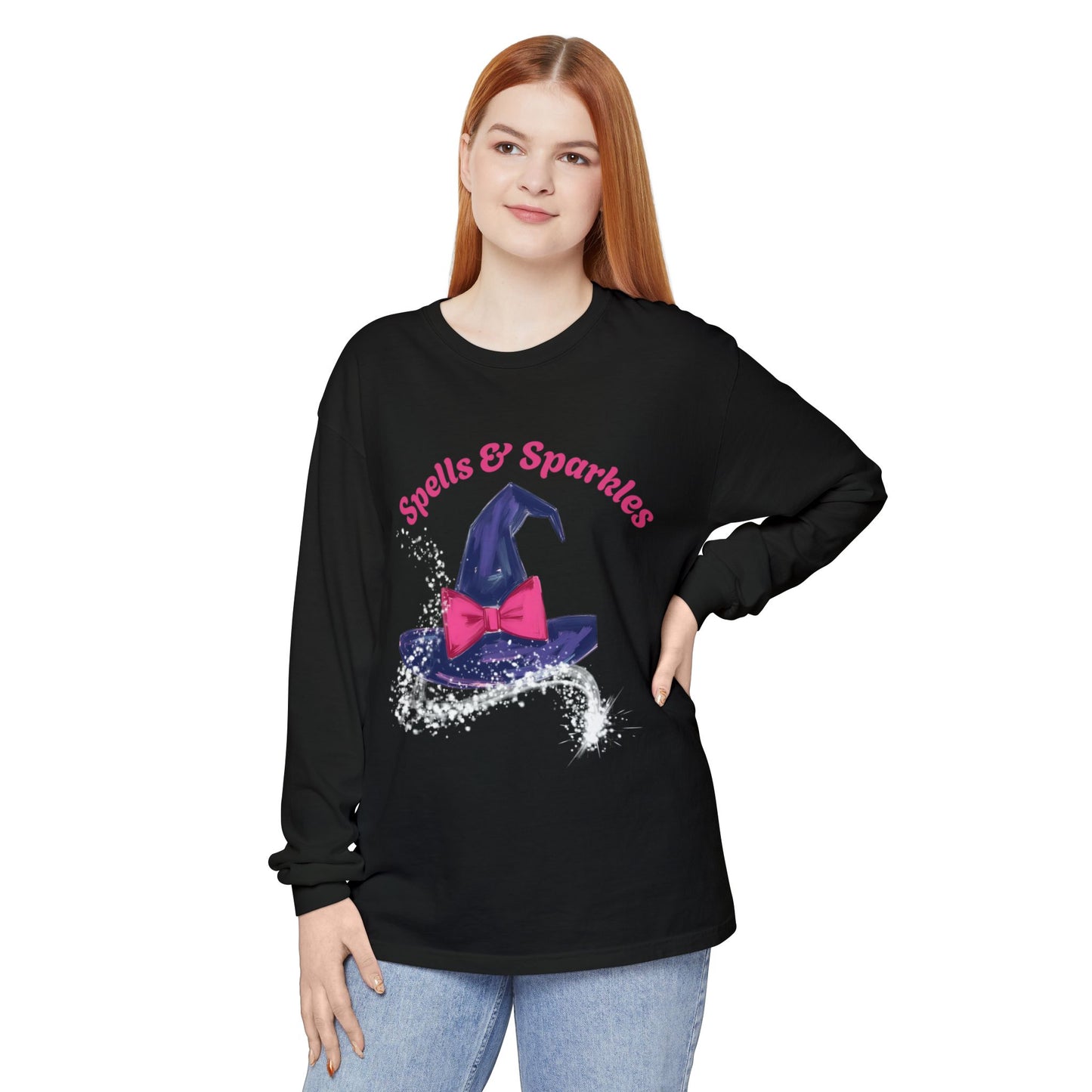 Spooky Charm Long Sleeve Tee, Halloween Shirt, Witchy T-Shirt, Magic Apparel, Fun Gift Idea for Fall Celebrations