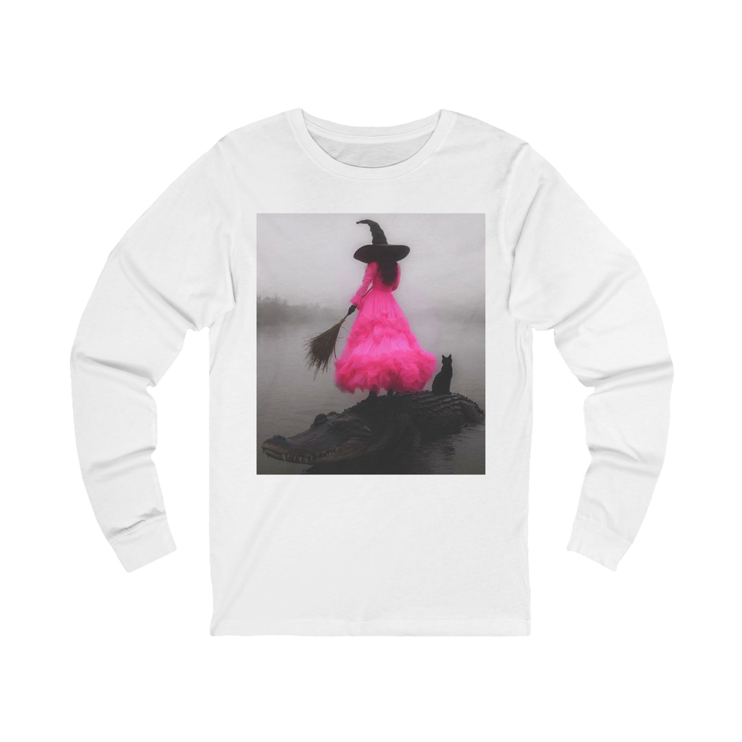 Whimsical Witch Long Sleeve Tee - Perfect for Halloween and Cozy Fall Days