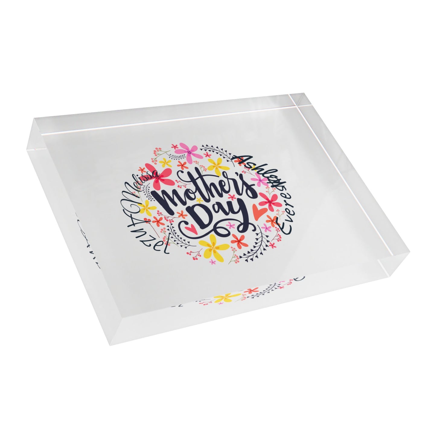 Custom Mother’s Day Photo Block - Personalized Floral Keepsake
