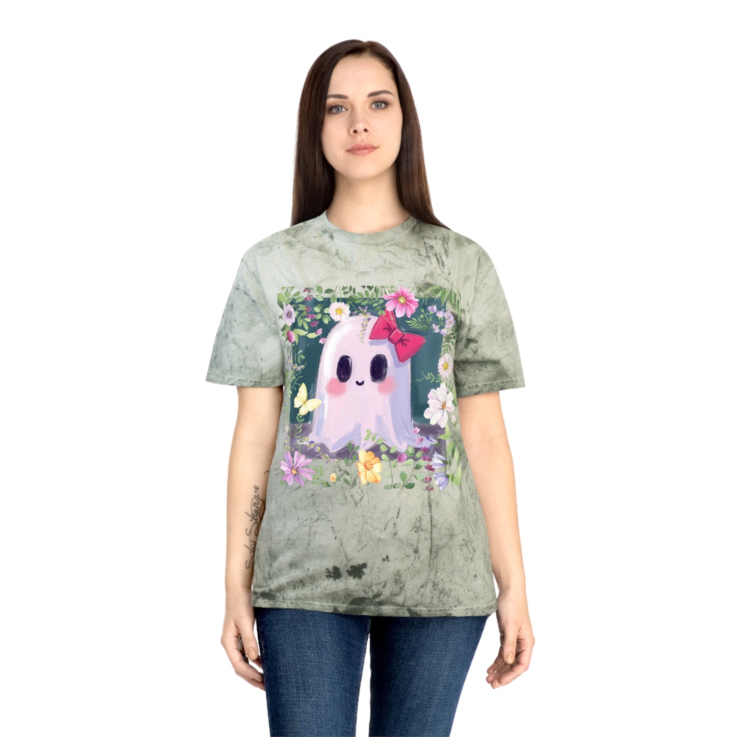 Cute Ghost Graphic T-Shirt, Unisex Color Blast Tee, Fun Ghost Shirt, Autumn Outfit, Gifts for Halloween, Festival Wear, Cute Summer Tee