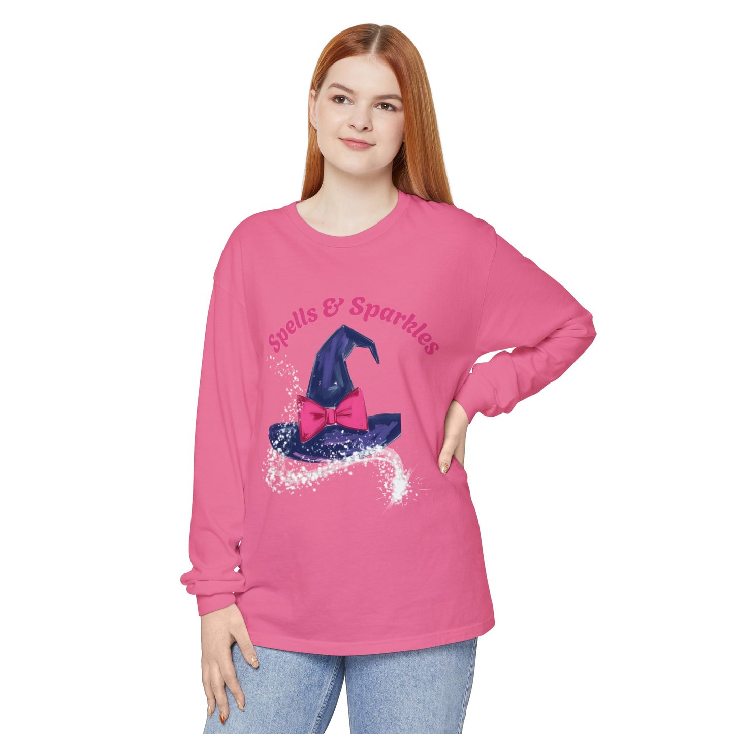 Spooky Charm Long Sleeve Tee, Halloween Shirt, Witchy T-Shirt, Magic Apparel, Fun Gift Idea for Fall Celebrations