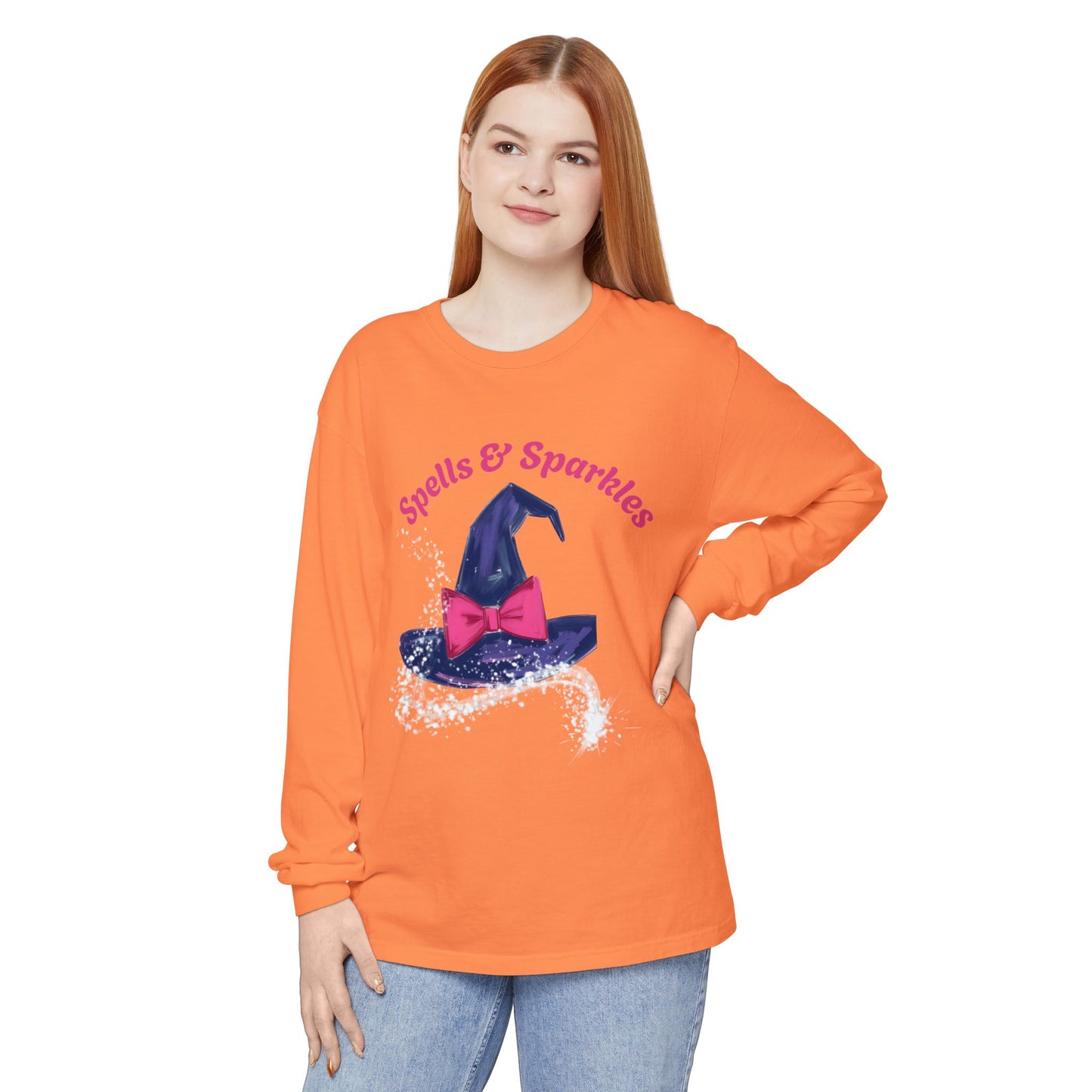 Spooky Charm Long Sleeve Tee, Halloween Shirt, Witchy T-Shirt, Magic Apparel, Fun Gift Idea for Fall Celebrations