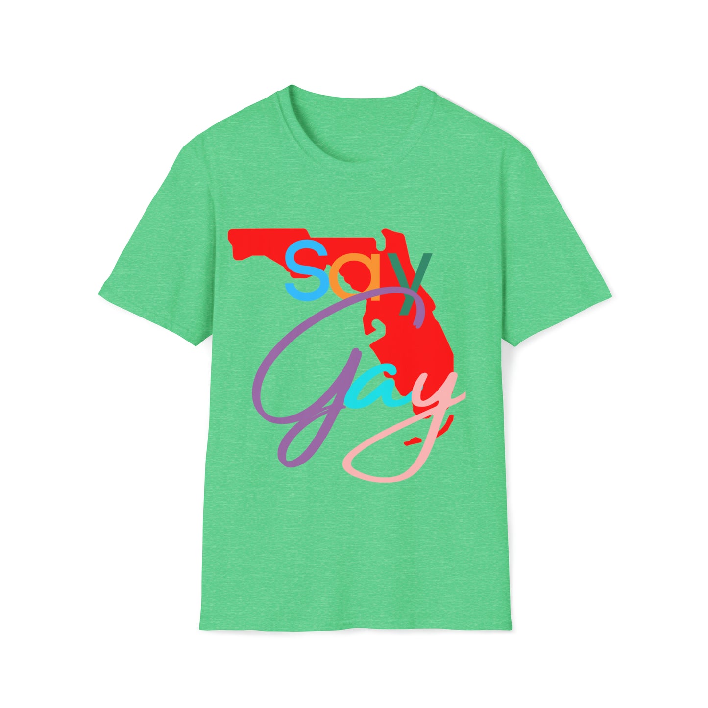 Vibrant and empowering 'Say Gay Florida' T-shirt, a symbol of love, acceptance, and unity! 🌈 Unisex Softstyle T-Shirt