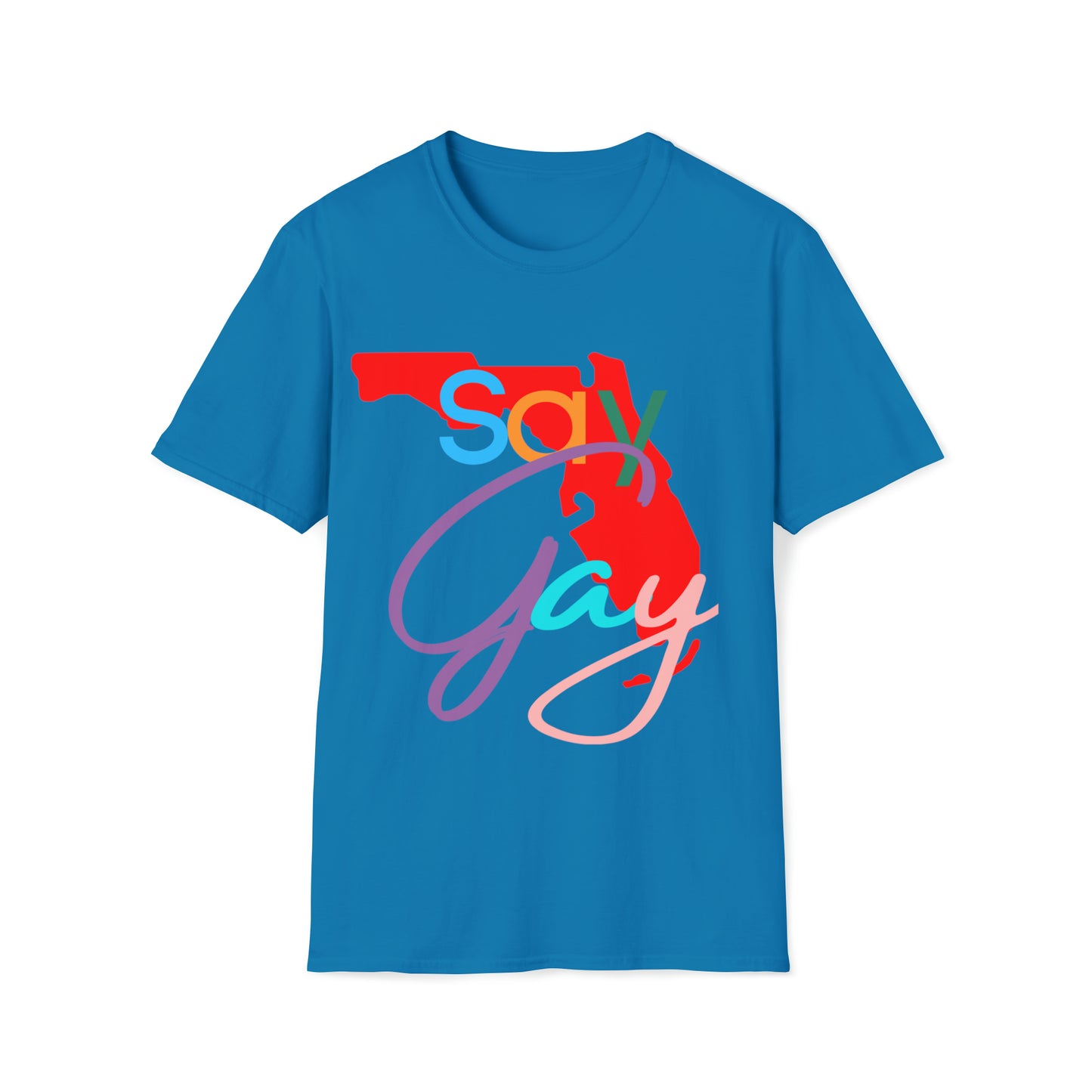 Vibrant and empowering 'Say Gay Florida' T-shirt, a symbol of love, acceptance, and unity! 🌈 Unisex Softstyle T-Shirt