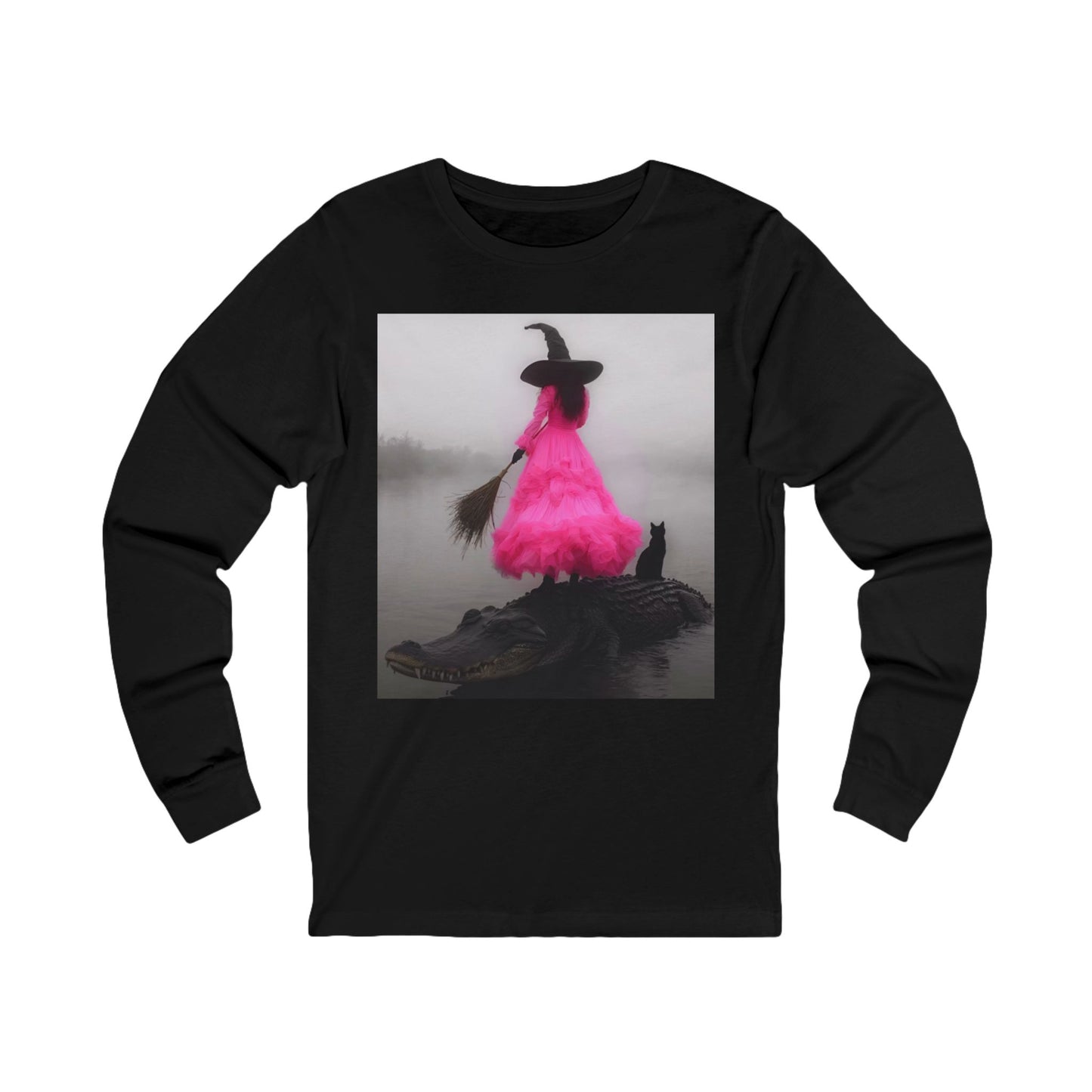 Whimsical Witch Long Sleeve Tee - Perfect for Halloween and Cozy Fall Days