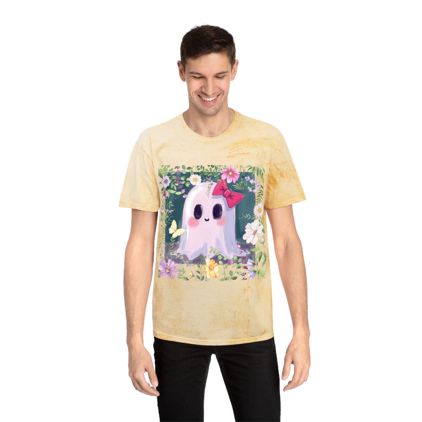 Cute Ghost Graphic T-Shirt, Unisex Color Blast Tee, Fun Ghost Shirt, Autumn Outfit, Gifts for Halloween, Festival Wear, Cute Summer Tee