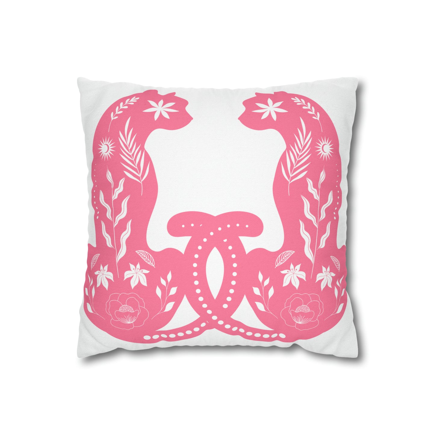 Pretty in Pink Kitty Spun Polyester Square Pillow Case