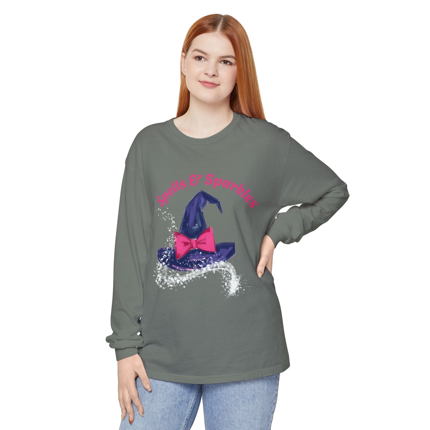 Spooky Charm Long Sleeve Tee, Halloween Shirt, Witchy T-Shirt, Magic Apparel, Fun Gift Idea for Fall Celebrations