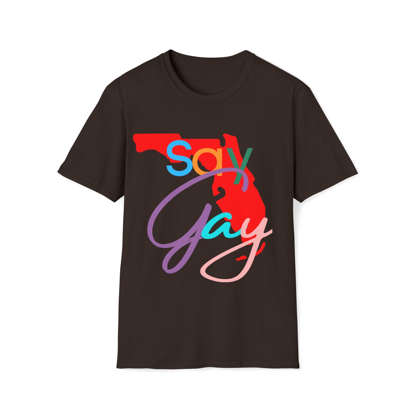 Vibrant and empowering 'Say Gay Florida' T-shirt, a symbol of love, acceptance, and unity! 🌈 Unisex Softstyle T-Shirt