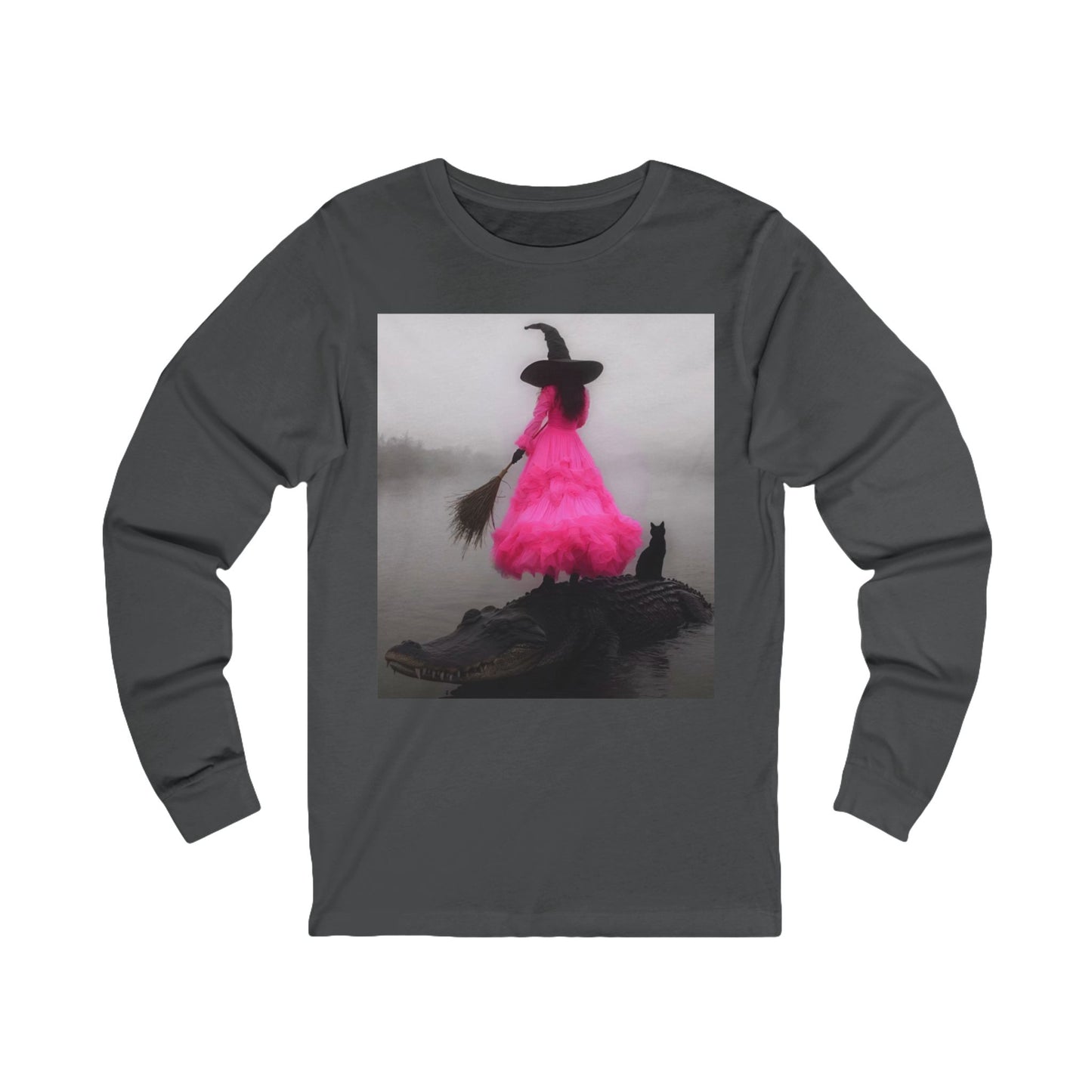 Whimsical Witch Long Sleeve Tee - Perfect for Halloween and Cozy Fall Days