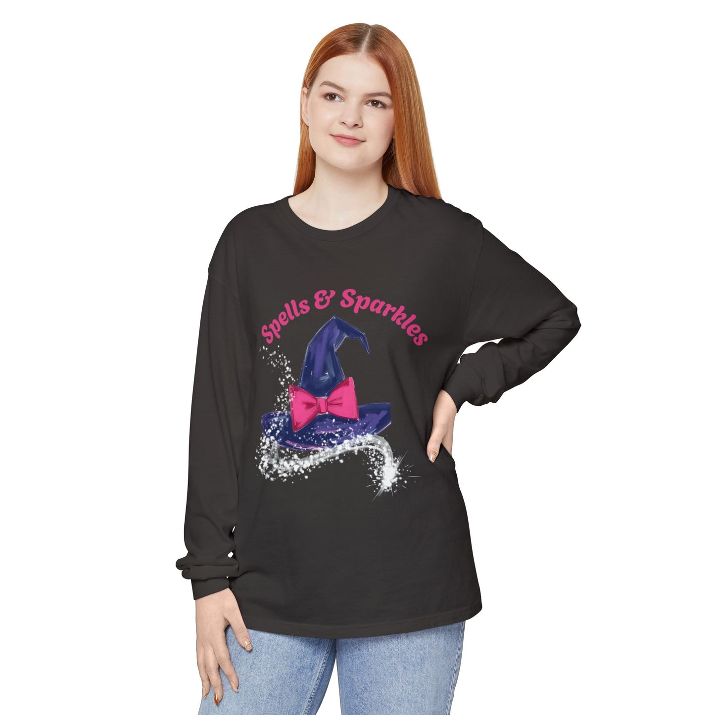Spooky Charm Long Sleeve Tee, Halloween Shirt, Witchy T-Shirt, Magic Apparel, Fun Gift Idea for Fall Celebrations