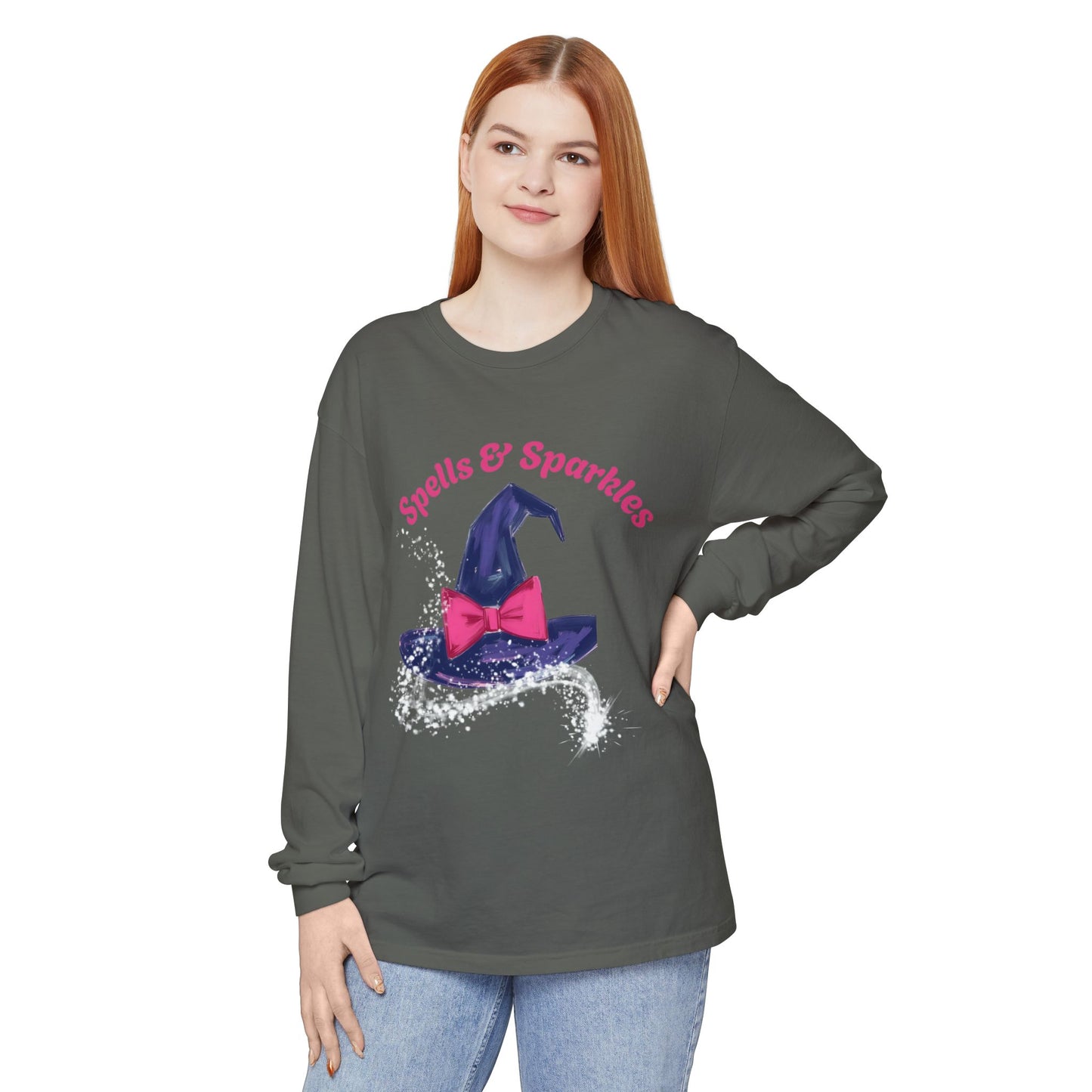 Spooky Charm Long Sleeve Tee, Halloween Shirt, Witchy T-Shirt, Magic Apparel, Fun Gift Idea for Fall Celebrations