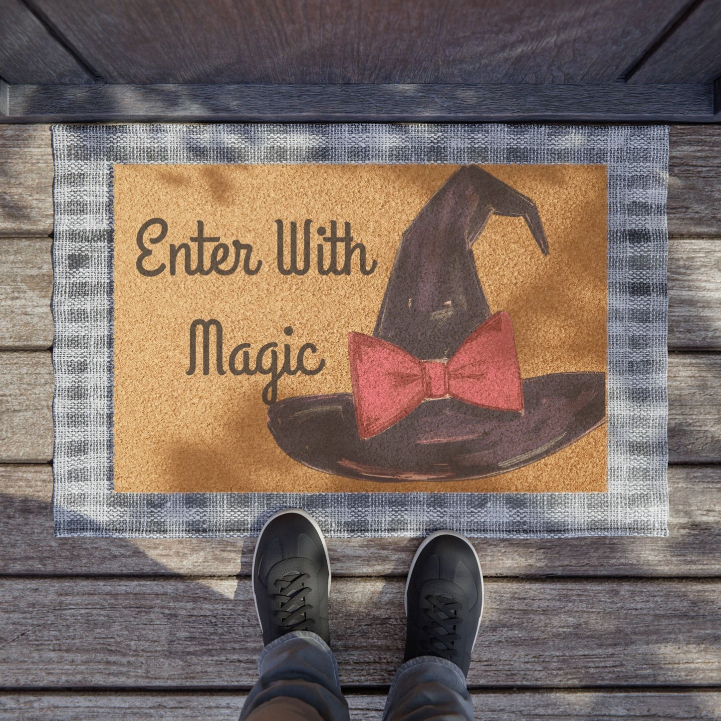 Whimsical Witch Doormat - Enter With Magic, Halloween Decor, Seasonal Entrance Mat, Home Welcome Mat, Spooky Vibes for Autumn