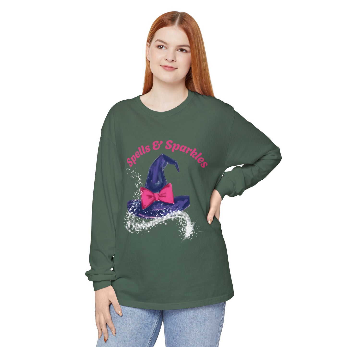 Spooky Charm Long Sleeve Tee, Halloween Shirt, Witchy T-Shirt, Magic Apparel, Fun Gift Idea for Fall Celebrations