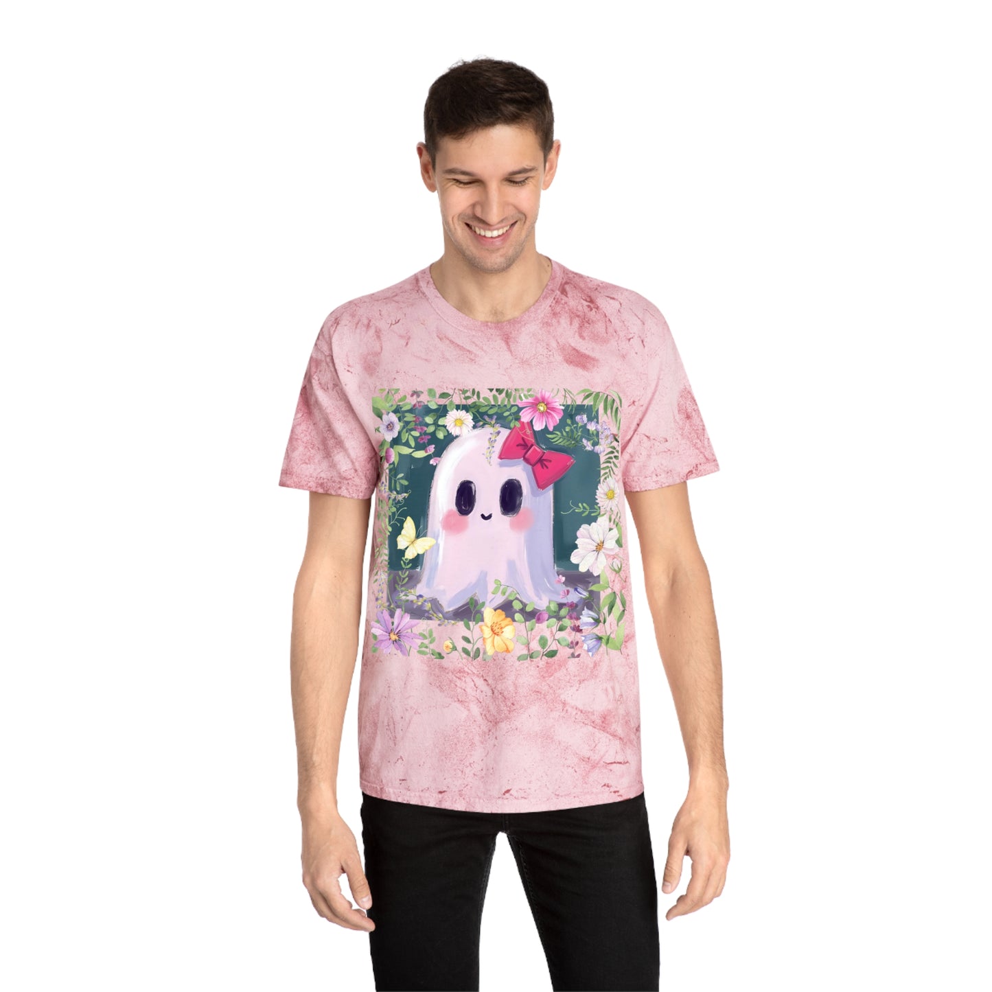 Cute Ghost Graphic T-Shirt, Unisex Color Blast Tee, Fun Ghost Shirt, Autumn Outfit, Gifts for Halloween, Festival Wear, Cute Summer Tee