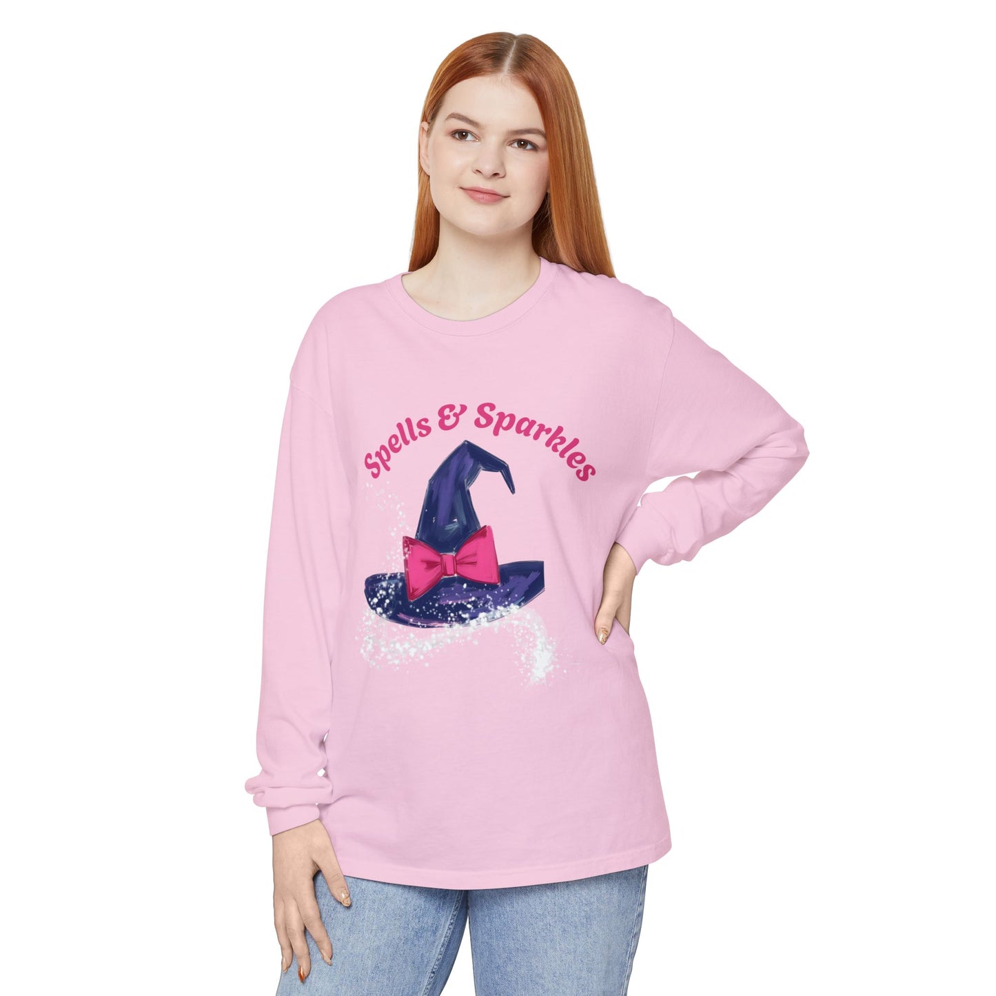Spooky Charm Long Sleeve Tee, Halloween Shirt, Witchy T-Shirt, Magic Apparel, Fun Gift Idea for Fall Celebrations
