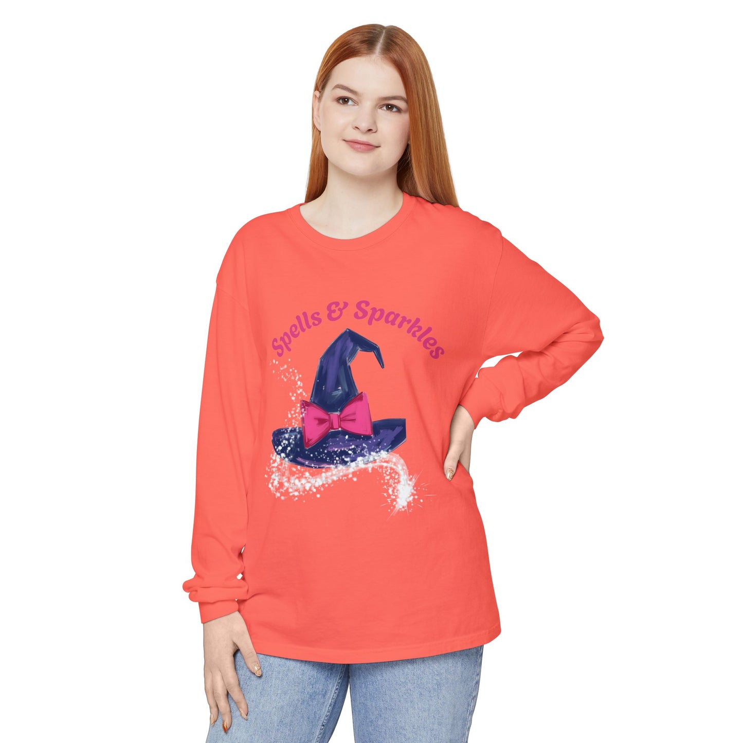 Spooky Charm Long Sleeve Tee, Halloween Shirt, Witchy T-Shirt, Magic Apparel, Fun Gift Idea for Fall Celebrations