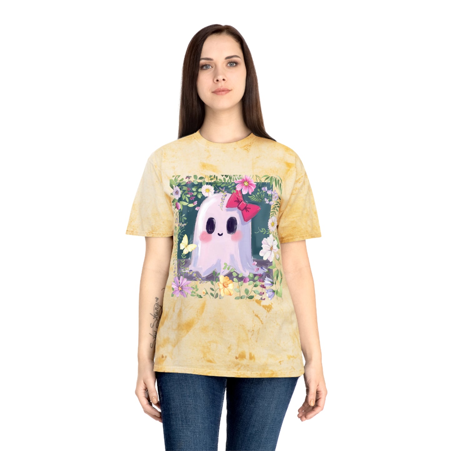 Cute Ghost Graphic T-Shirt, Unisex Color Blast Tee, Fun Ghost Shirt, Autumn Outfit, Gifts for Halloween, Festival Wear, Cute Summer Tee