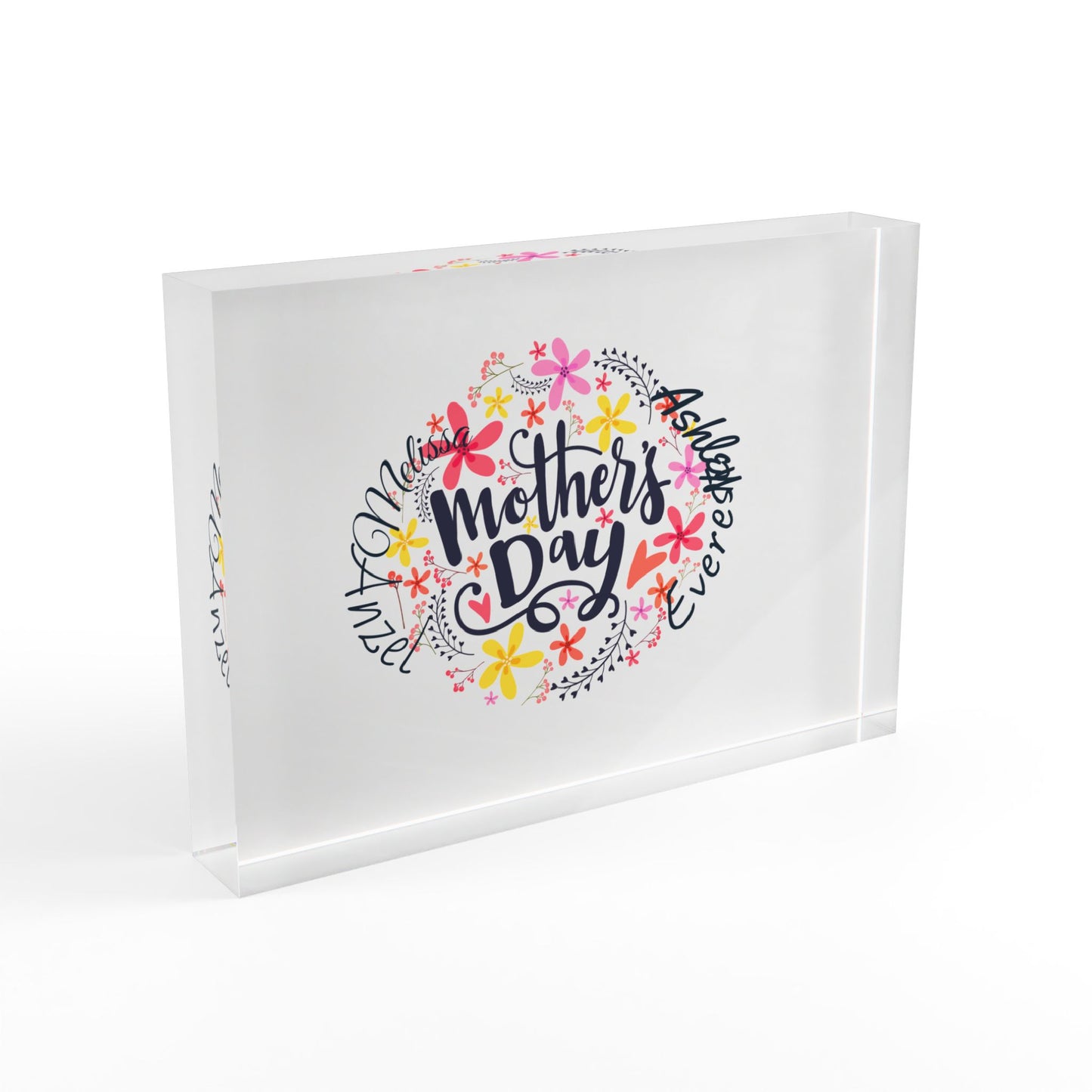 Custom Mother’s Day Photo Block - Personalized Floral Keepsake