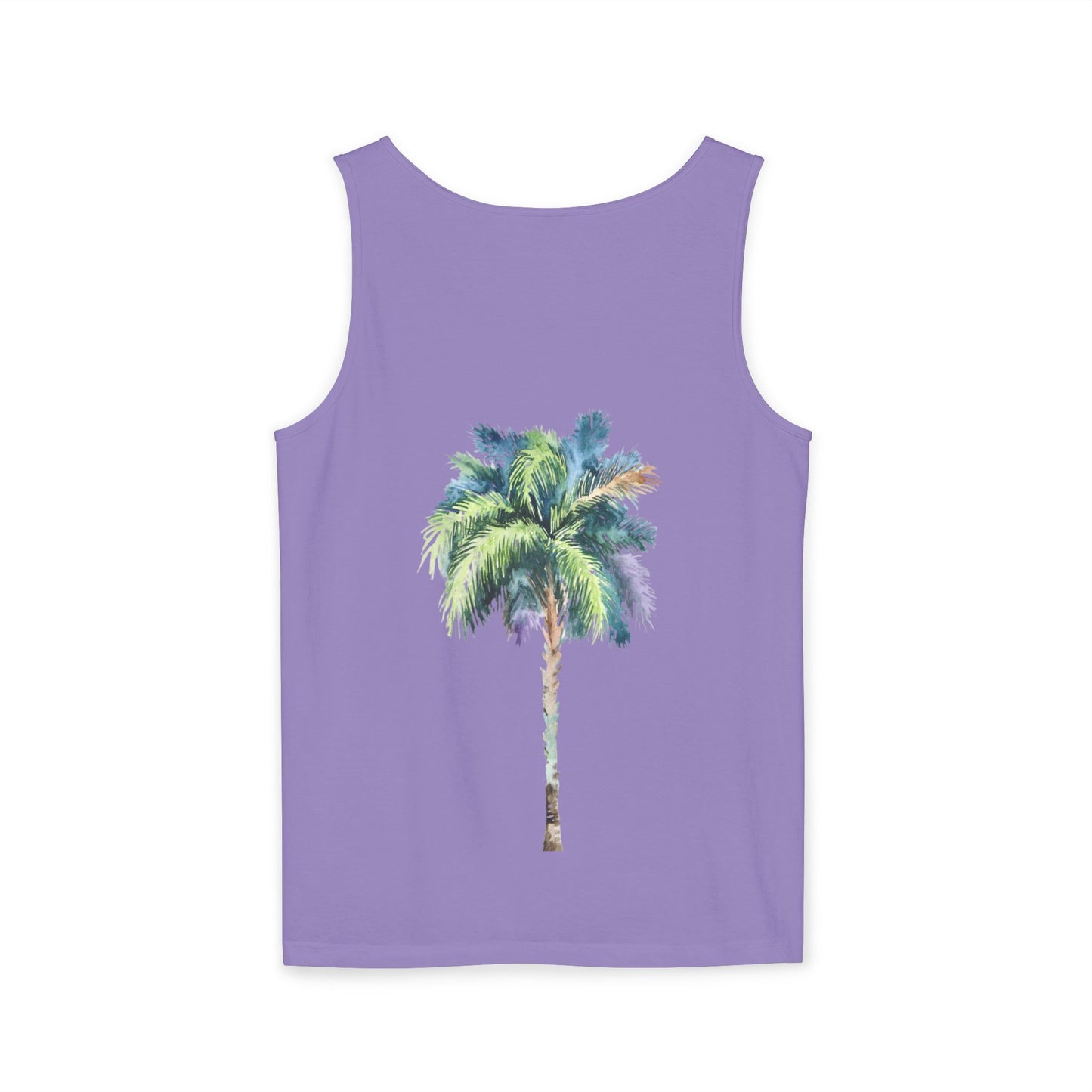 Tropical Palm Tree Tank Top - Unisex Garment-Dyed Summer Apparel