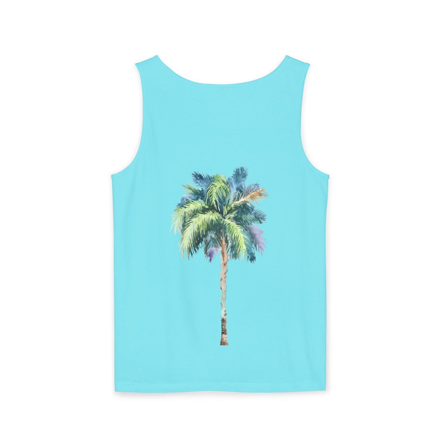 Tropical Palm Tree Tank Top - Unisex Garment-Dyed Summer Apparel