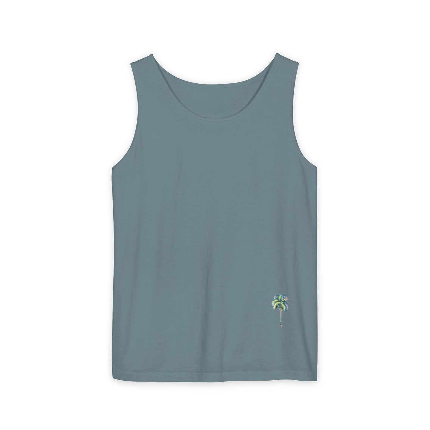 Tropical Palm Tree Tank Top - Unisex Garment-Dyed Summer Apparel