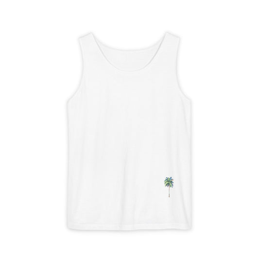Tropical Palm Tree Tank Top - Unisex Garment-Dyed Summer Apparel