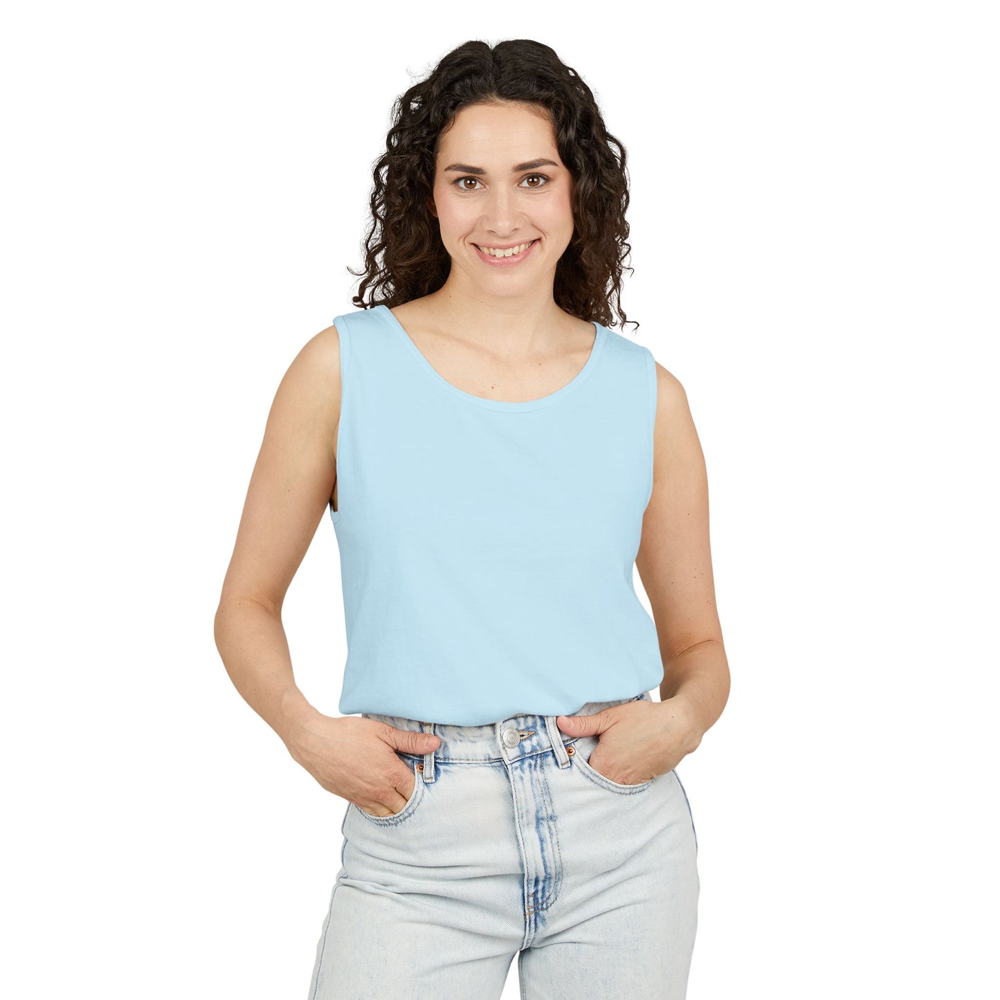 Tropical Palm Tree Tank Top - Unisex Garment-Dyed Summer Apparel