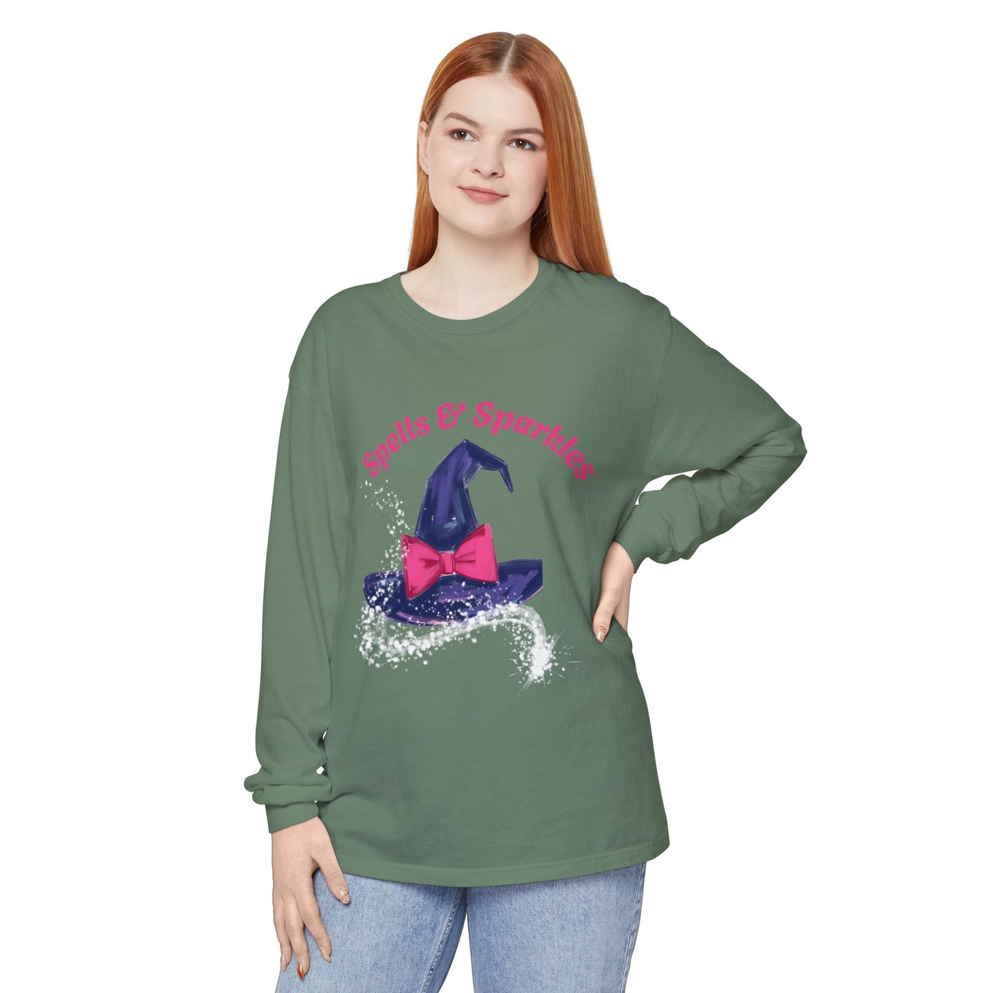 Spooky Charm Long Sleeve Tee, Halloween Shirt, Witchy T-Shirt, Magic Apparel, Fun Gift Idea for Fall Celebrations