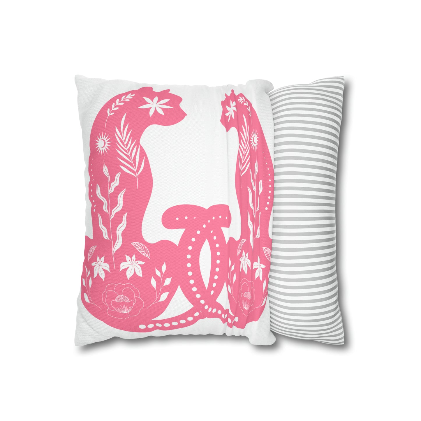 Pretty in Pink Kitty Spun Polyester Square Pillow Case