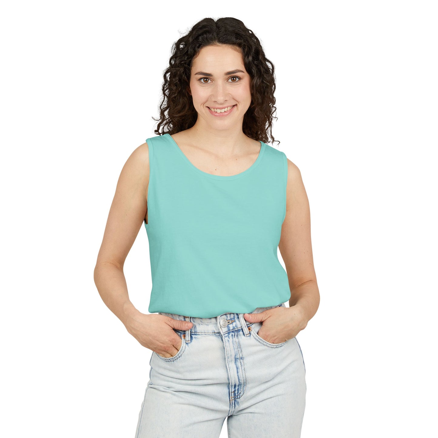 Tropical Palm Tree Tank Top - Unisex Garment-Dyed Summer Apparel