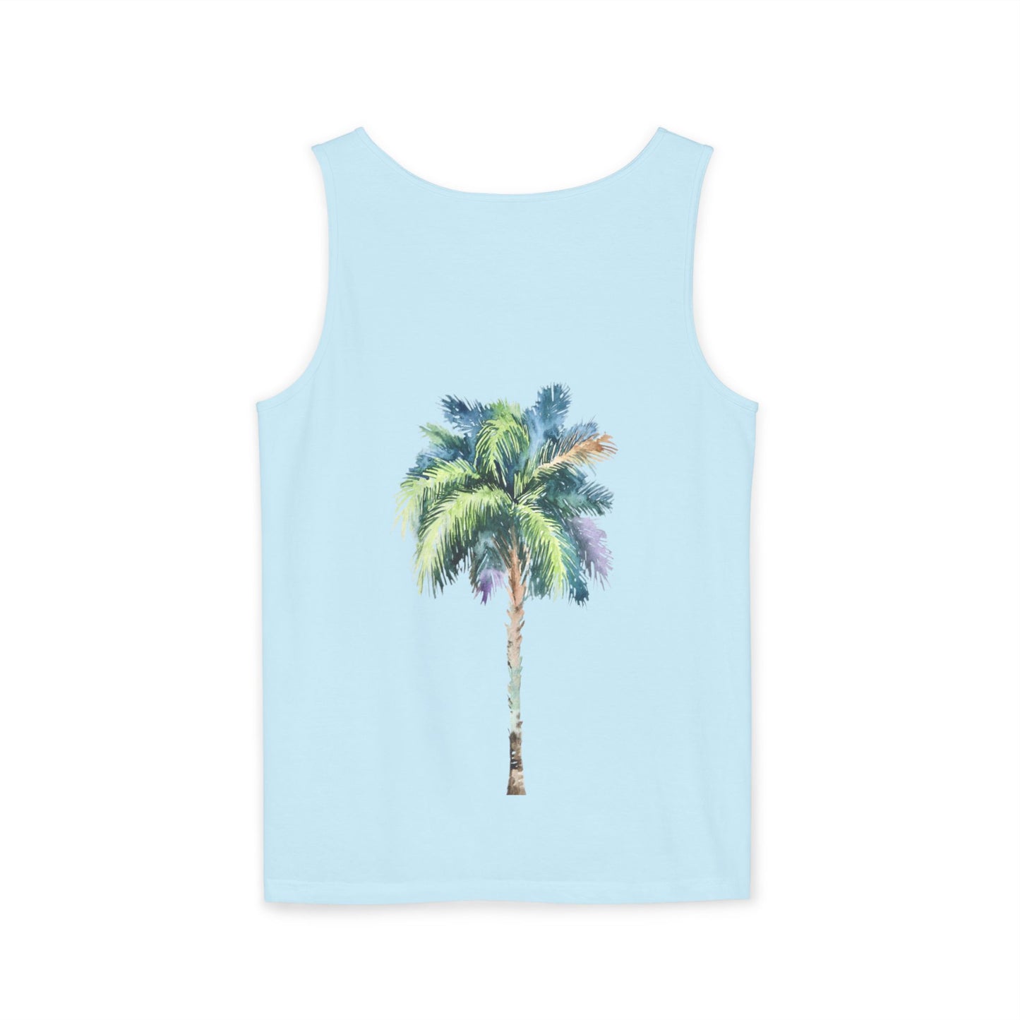Tropical Palm Tree Tank Top - Unisex Garment-Dyed Summer Apparel