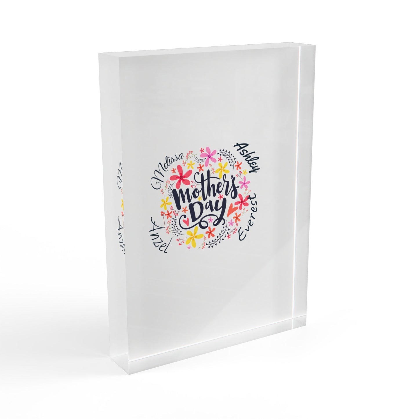 Custom Mother’s Day Photo Block - Personalized Floral Keepsake