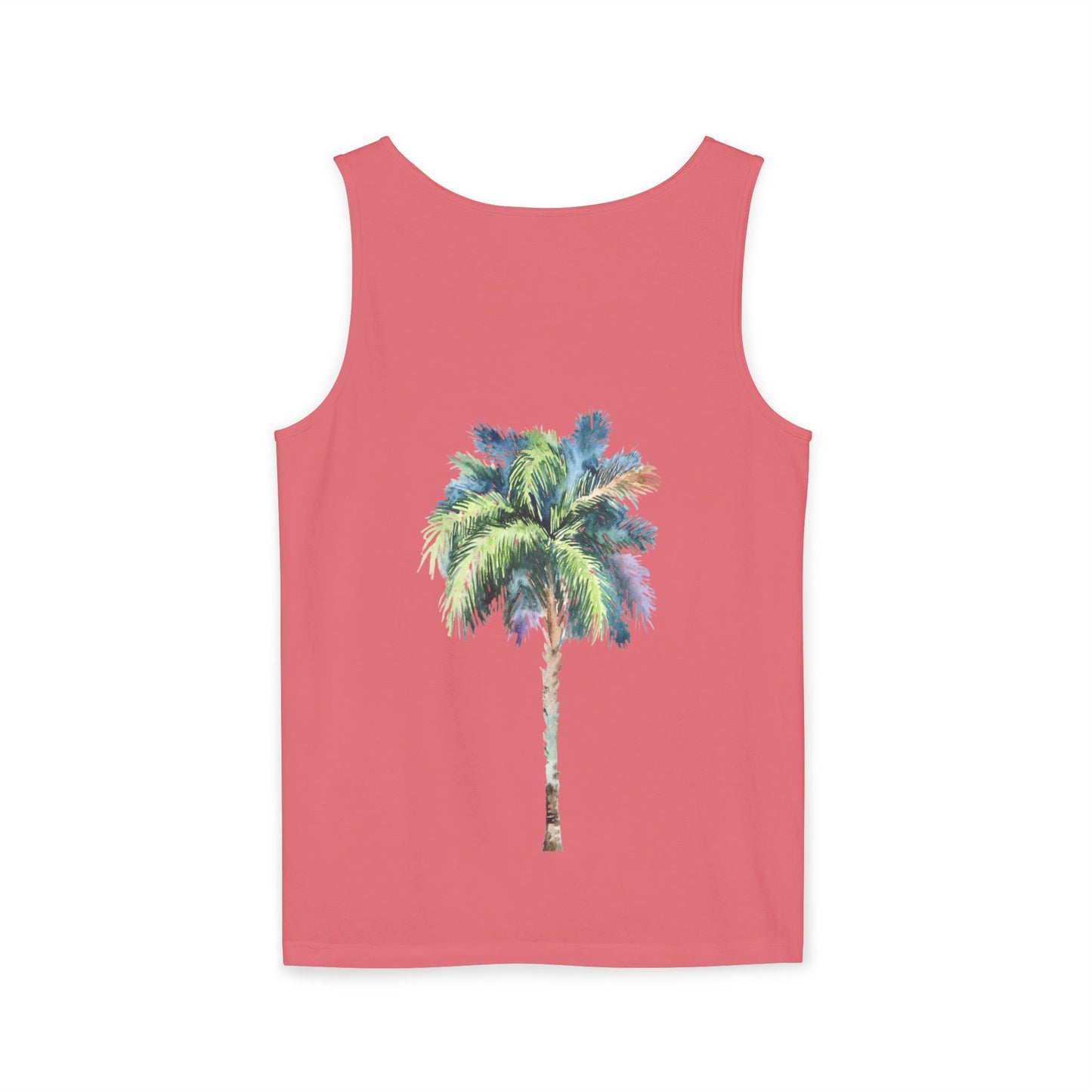 Tropical Palm Tree Tank Top - Unisex Garment-Dyed Summer Apparel