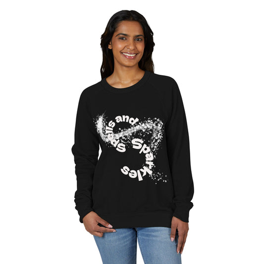 Black Sweatshirt - Spells & Sparkles French Terry Raglan Crewneck
