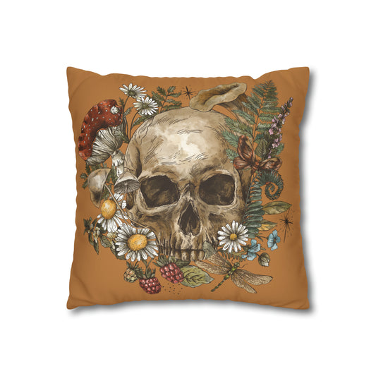 Pretty Skull Faux Suede Square Pillow Case