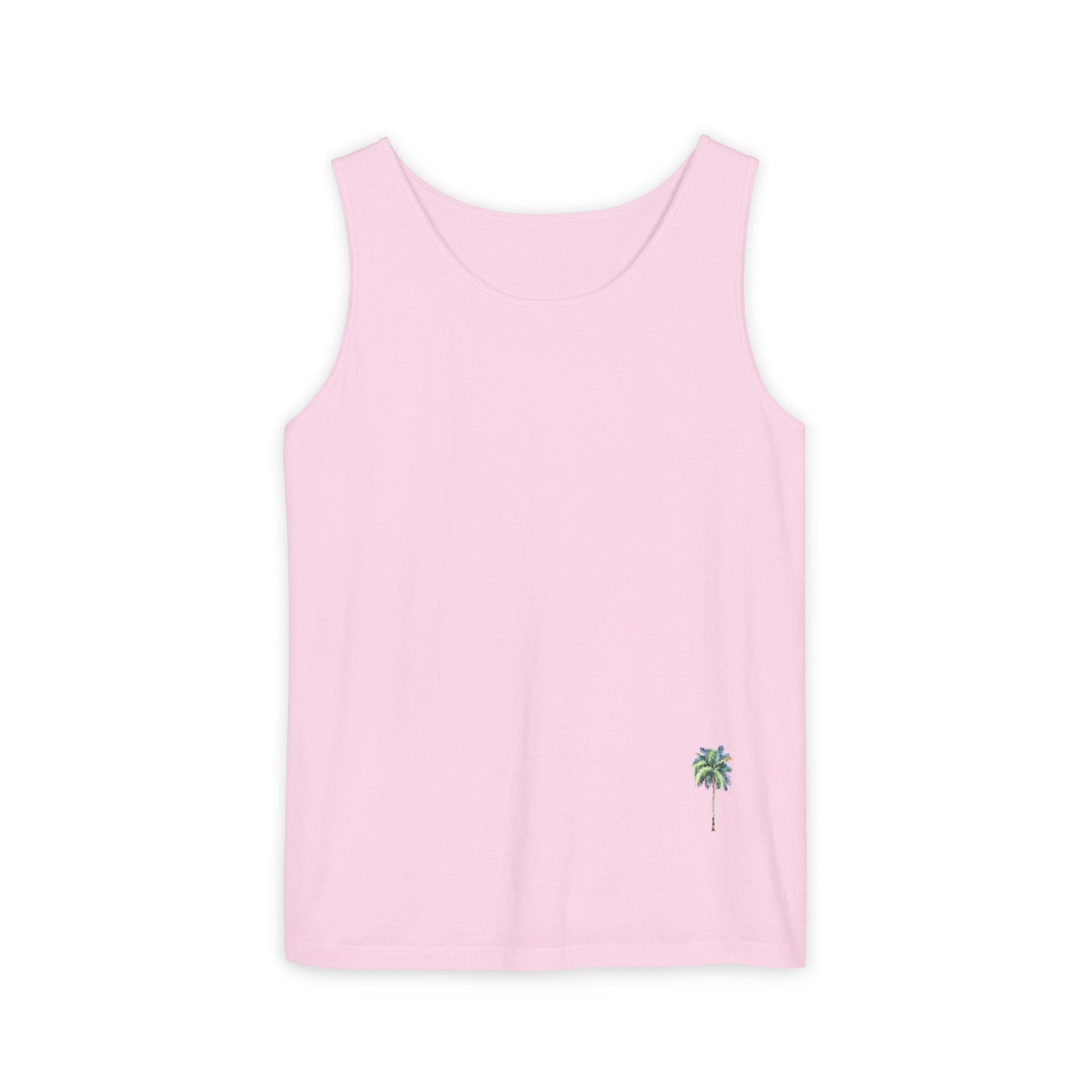 Tropical Palm Tree Tank Top - Unisex Garment-Dyed Summer Apparel