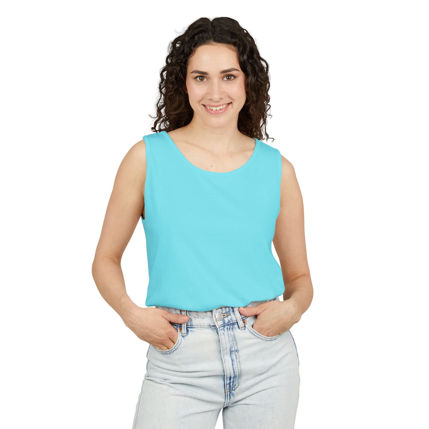 Tropical Palm Tree Tank Top - Unisex Garment-Dyed Summer Apparel