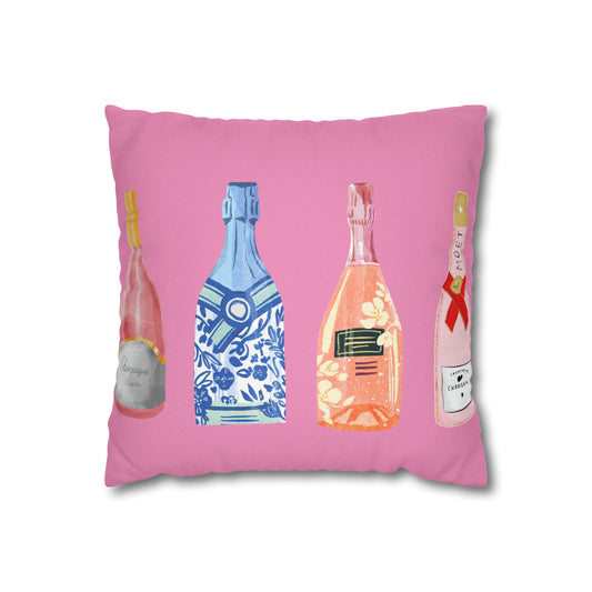 Palm Beach Cocktails & Champagne Spun Polyester Square Pillow Case